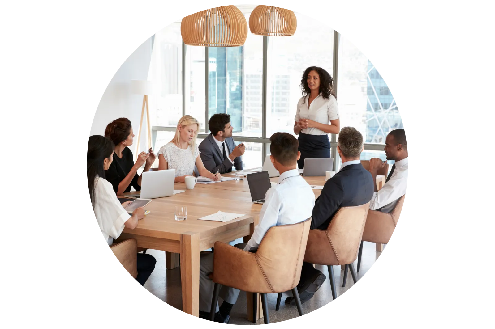 female leading a meeting