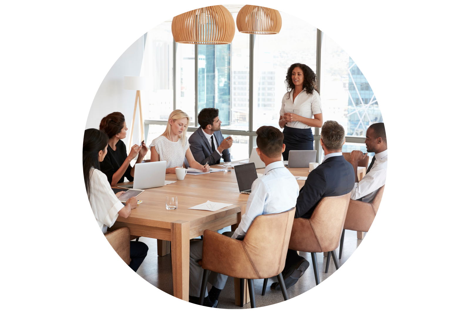 female leading a meeting