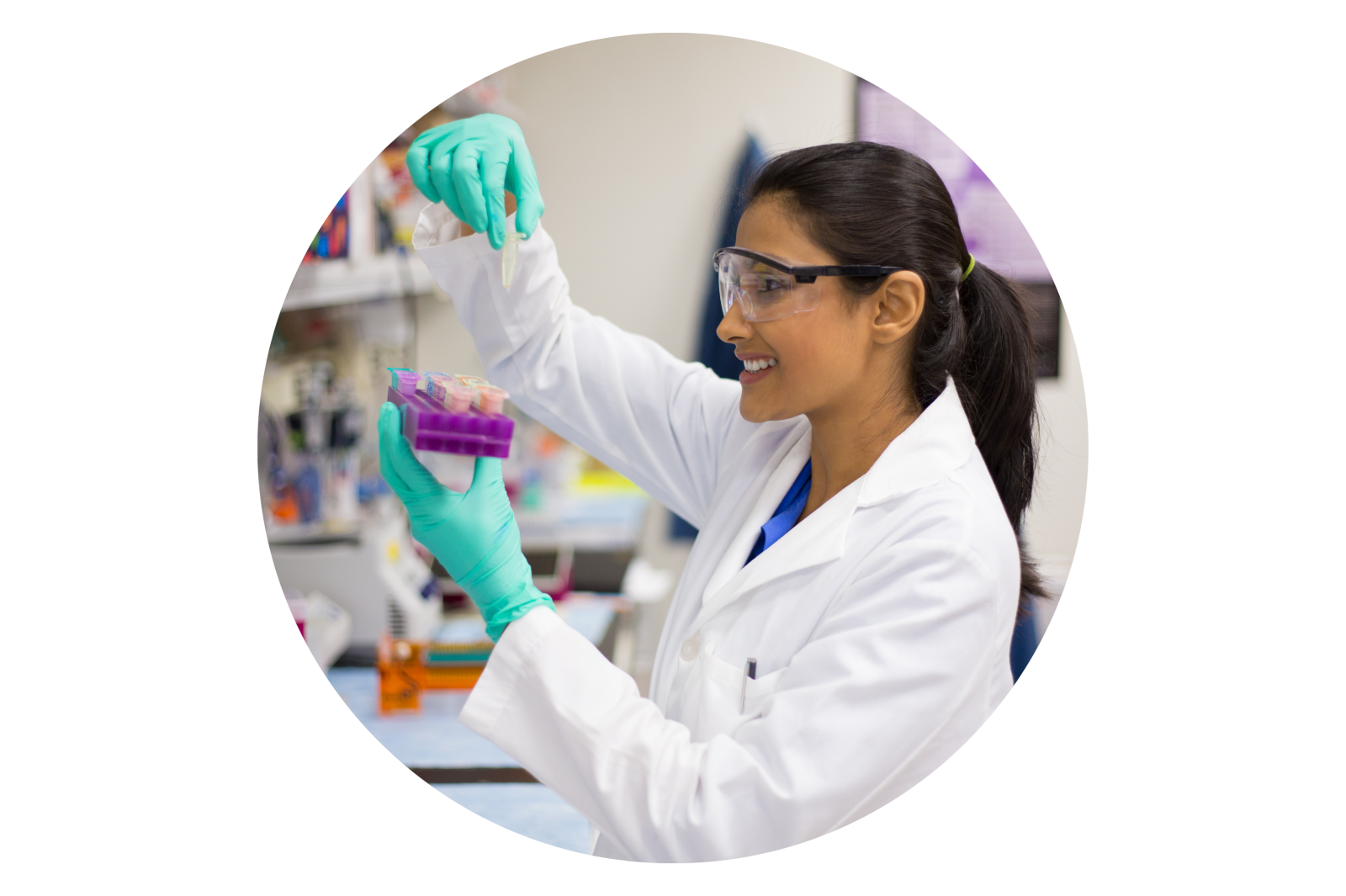 Image of a person using a beaker.