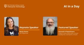 Images of the featured speakers, Becky Keene and Kenneth Fleischmann