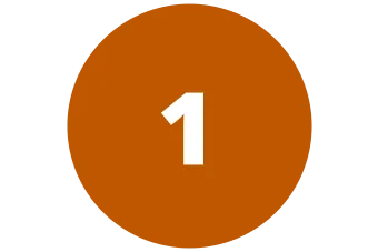 burnt orange circle with 1 in the center