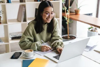 Student on computer
