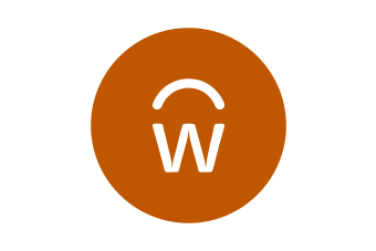 Workday icon in burnt orange circle