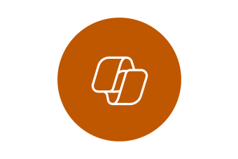 white Copilot icon on burnt orange circle