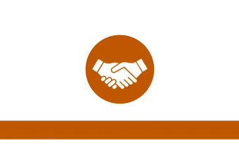 Round icon of two hands shaking