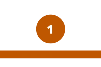 burnt orange circle with 1 in the center