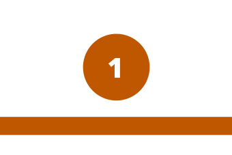 burnt orange circle with 1 in the center