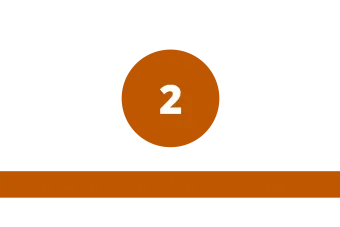 burnt orange circle with 2 in the center