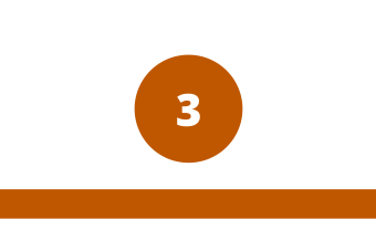 burnt orange circle with 3 in the center