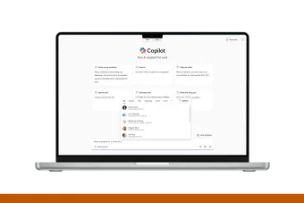 Image of a laptop with M365 Copilot on the screen