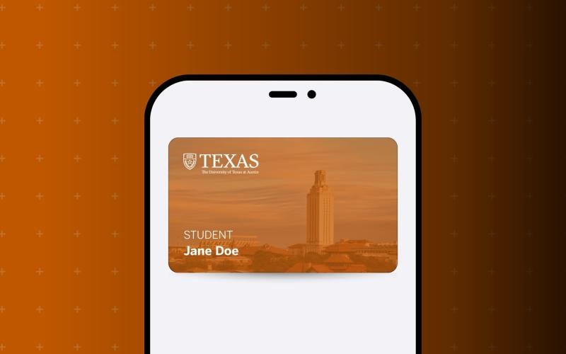 Image of UT Austin Digital ID displayed on a mobile phone.