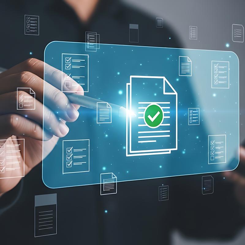 Graphic image of a person checking off the document as WCAG compliant.